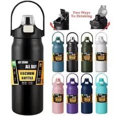 Garrafa Térmica De Viagem Inox 1200ml Isolamento A Vácuo Água Café c/Alça Camping Trilha Acampamento