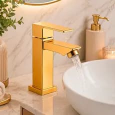 Torneira Banheiro Lavabo Cuba Dourado Preta Prata Luxo Metal Cromada e Escovada Moderna Inox