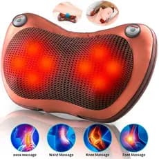Encosto Massageador Shiatsu Lombar Pescoço Veicular 12v & 110V~220V Almofada Massageadora p/Carro