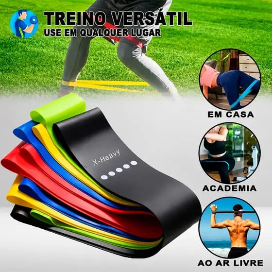 Kit 5 Elástico para Exercícios Original Mini Band Elástico de Exercício Crossfit Fisioterapía