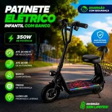 Scooter Elétrica Infantil Patinete Elétrico para Crianças Com Banco Assento 250W Pronta Entrega