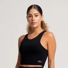 Top Cropped Feminino Poliamida Massam Fitness Preto