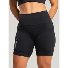 Bermuda Feminina Poliamida Run Preta Cintura Alta Massam Fitness
