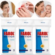 Kit 3 Algodão Disco Farol 70Un  Limpeza Facial  Removedor Maquiagem Esmaltes