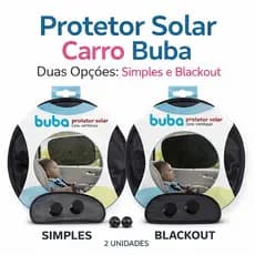Kit 2 Protetor Solar Buba Cortina Carro Infantil Com Ventosa Blackout Protege Do Sol