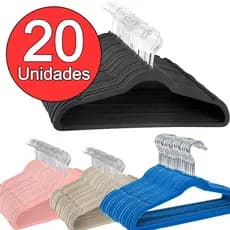 Kit Cabide Veludo Infantil 20un Slim Antideslizante Profissional Luxo