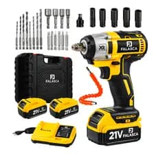 KIT 3 EM 1 CHAVE DE IMPACTO PARAFUSADEIRA A BATERIA 21V 350NM 1/2" 2000 RPM 5165 - FALASCA