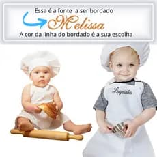 Avental com chapéu bebê 6 a 12 meses BORDADO com o nome,tecido Oxford Premium,unissex,menino,fotografia,aniversário
