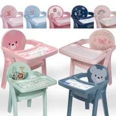 Cadeira Cadeirinha De Alimentação Prato Copo Infantil Portátil Compacta Refeição Para Bebê Poltrona Plasutil Azul e Rosa