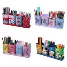 Kit 5 Peças Porta Canetas/Lápis/Objetos com Bandeja Plasútil Organizador de Mesa Escolar Infantil