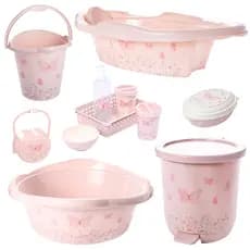 KIT BANHEIRA OU BACIA BEBÊ PLASUTIL + KIT HIGIENE 5 PEÇAS + LIXEIRA BALDE SABONETEIRA PORTA CHUPETA