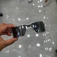 Óculos De Metal Quadrado Prata Fosco