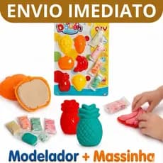Massinha De Modelar Infantil Com Forminhas De Frutas Kit Colorido Educativo