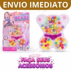 Kit Miçangas Infantil Coloridas Fazer Pulseiras Colares Criativo Educativo