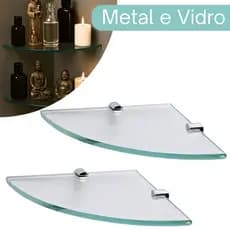Kit 2 Prateleiras Porta Shampoo de Vidro 20x20x6 Banheiro Lavanderia Prateleira