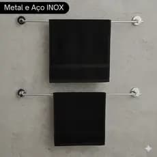 Kit 02x Porta Toalha De Banho Para Banheiro Em Alumínio e Inox Fixação Dupla