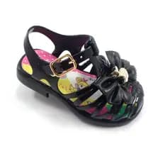 Sandalia bebe infantil menina preta susy maçãzinha