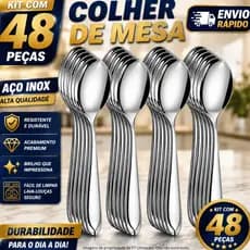Jogo de Talhares 48 Peças Colher de Sopa em Inox Aparelho de Jantar Talheres Colheres para Cozinha