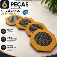 Kit 6 Descanso de Panela Quente Antiaderente 14,5cm Mesa Posta Suplat Apoio Protetor para Cozinha