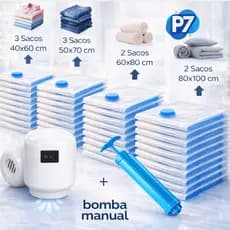 Saco a Vacuo para Roupas Diversas Medidas Saco a Vácuo para Viagem Bomba Elétrica ou Manual