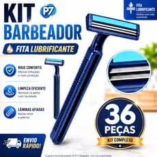 Kit 36 Barbeador Descartável Aparelho de Barbear Masculino 2 Lâmina Fita Lubrificante Profissional