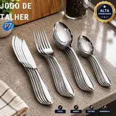 Jogo de Talhares Inox Colher Garfo Faca Colher de Sobremesa Aparelho de Jantar Escolha a Variação