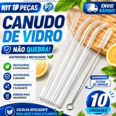Jogo de Canudos para Drinks Canudo de Vidro Reutilizável com Escova de Limpeza Escolha a Variação