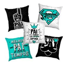 KIT 20 Almofadas 20x20cm Dia Dos Pais Quadrada - Te Amo Papai - Melhor Pai Do Mundo