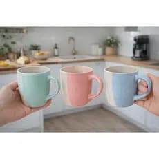 KIT 3 CANECAS DE CERAMICA DUO 300 ML BEBIDAS QUENTES CHOCOLATE CHÁ CAFÉ