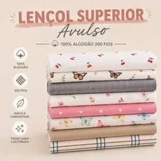 Lençol Superior Avulso Estampado 200 fios 100% Algodão Solteiro Casal Queen King
