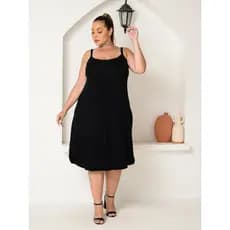 Vestido Plus Size Mid Soltinho Com Alcinha Casual Confortável