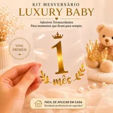 Adesivo termocolante Mesversário Bebê 1 a 12 Meses para Body infantil Kit Completo ferro de passar