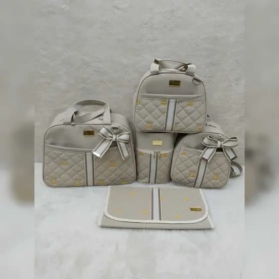 Bolsas de bebe menino/menina unissex saída maternidade enxoval ursinho bordado bege