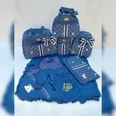 KIT BOLSAS DE BEBE SAIDA MATERNIDADE AZUL MARINHO LUXO NOBRE MENINO