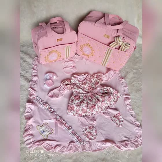 kit bolsas 2pçs + saída maternidade personalizado