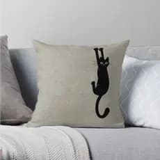 Capa de almofada gato decorativa gatinho preto escondido cor cinza