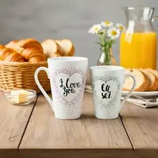 Kit 2 Canecas de Porcelana 300ml – Presente Romântico Criativo Casal Namorados Amor Pronta Entrega