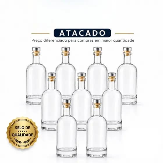 Kit Garrafas de Vidro 650ml com Tampa Licor Cachaça Whisky Bebida Artesanal