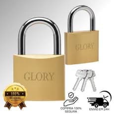 Cadeado Glory Resistente Com 3 Chaves Para Armário Mala E Portão Varios Tamanhos