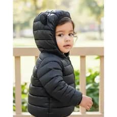 Jaqueta Acolchoada De Inverno Com Capuz E Zíper Infantil