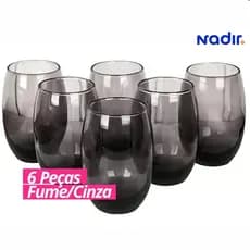 Jogo De Copos De Vidro Com 6 peças Fumê 465ml - Aruba
