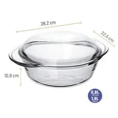 terrina Marinex 2,8L com tampa de vidro refrataria assadeira forno 2800ml