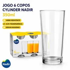 Jogo Copo CylinderVidro  Long Drink Nadir 350ml Transparente