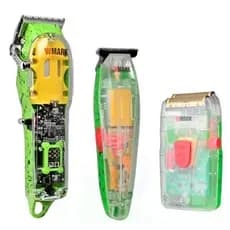 Máquina de cortar cabelo NG 308/408 + Acabamento Wmark Ng 202 Verde + Shaver 987 Verde Kit Wmark Ng 308 Corte + Ng 202 Verde Acabamento + Ng 987 T verde Wmark 308 202 987 T Melhor Maquina de Cortar Cabelo e Barbar Kit Barbeiro Iniciante Profissional Final