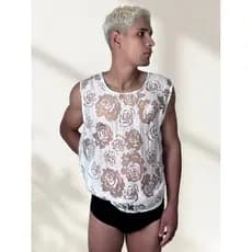 regata masculina a regata masculina em tule casual regata masculina com transparência