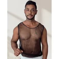 regata masculina tule com brilho regata com transparência camiseta leve carnaval