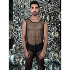 Conjunto masculino calça e regata com transparência conjunto brilho noite