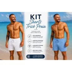 kit 2 shorts masculinos  trico praia bermuda masculina  trico curto shorts praia masculino
