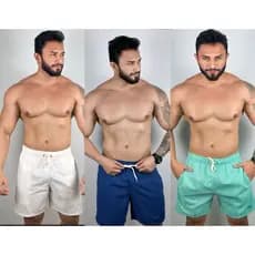 kit 3 shots linho masculino bermuda mauricinho masculina short casual praia cores variadas