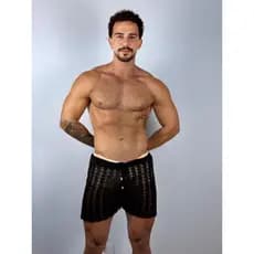 short curto masculino tricô short masculino praia bermuda tricô carnaval com transparência